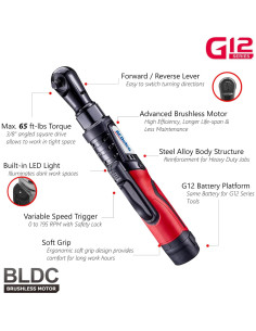 Llave de Carraca Inalámbrica ACDelco ARW1210-3P 12V 88.5 Nm 2