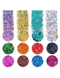 Set de 12 Glitters Chunky Holográfico Licool para Manualidades