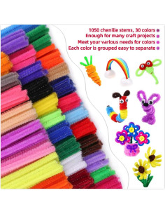 Limpiapipas Chenille Yalumo 1050 Piezas 30 Colores 6mm x 30.48cm 2