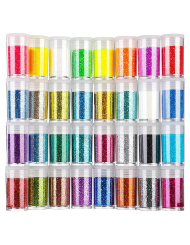 Set de 32 Brillos Extra Finos Teenitor para Manualidades y Uñas