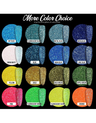 Set de 32 Brillos Extra Finos Teenitor para Manualidades y Uñas