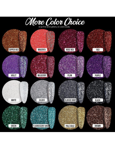 Set de 32 Brillos Extra Finos Teenitor para Manualidades y Uñas