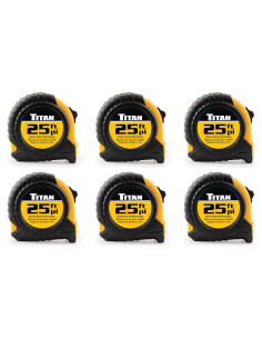 Set de 6 cintas métricas Titan 10925 7,62 m con estuche