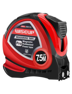 Cinta Métrica Magnética WISEUP 7,62 m con Clip y Fracciones