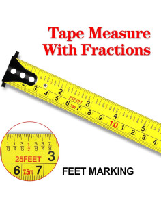 Cinta Métrica Magnética WISEUP 7,62 m con Clip y Fracciones 2