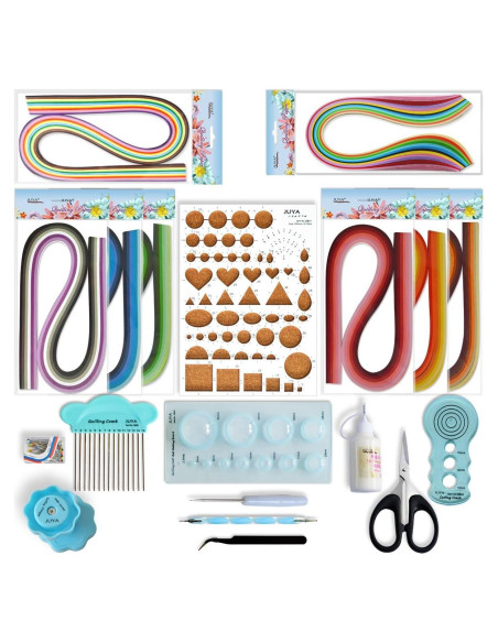 Kit de Quilling de Papel JUYA Azul 960 Tiras 3mm con Pegamento
