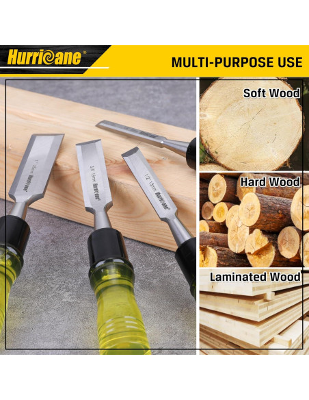 Juego de 4 Gubias de Madera Hurricane con Mango Extragrande