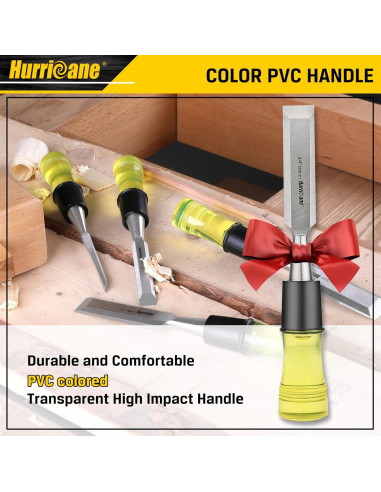 Juego de 4 Gubias de Madera Hurricane con Mango Extragrande