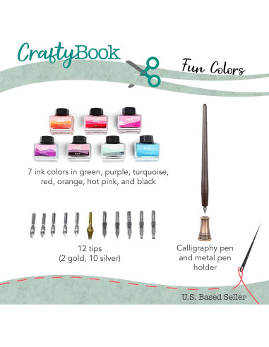 Juego de Plumas de Caligrafía CraftyBook - Set de 12 Plumas