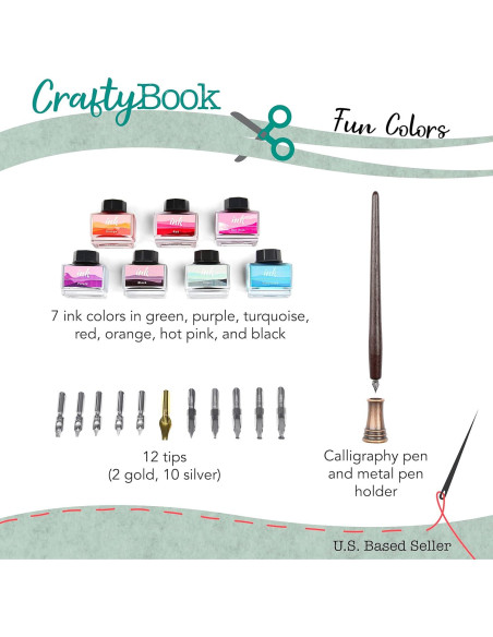 Juego de Plumas de Caligrafía CraftyBook - Set de 12 Plumas