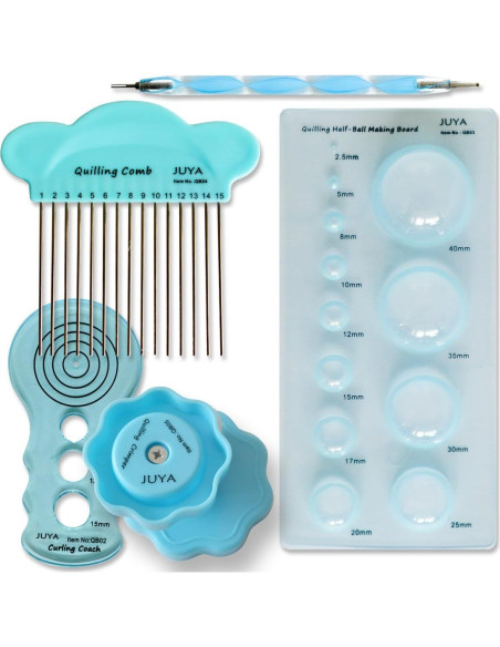 Kit de Quilling de Papel JUYA Azul 960 Tiras 3mm con Pegamento