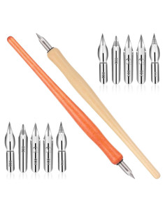 Conjunto de Plumas de Caligrafía Bewudy 10 Piezas con Puntas de Acero Inoxidable