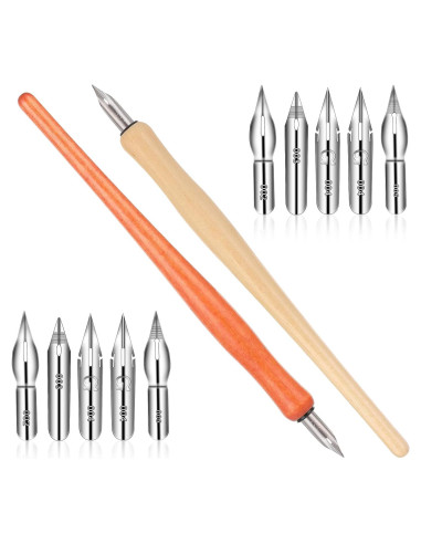 Conjunto de Plumas de Caligrafía Bewudy 10 Piezas con Puntas de Acero Inoxidable