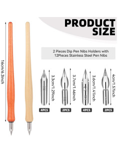 Conjunto de Plumas de Caligrafía Bewudy 10 Piezas con Puntas de Acero Inoxidable 2