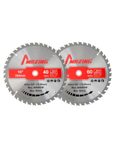 MAZING Paquete 2 Sierras Circulares 25.4cm 40T y 60T