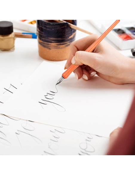 Conjunto de Plumas de Caligrafía Bewudy 10 Piezas con Puntas de Acero Inoxidable