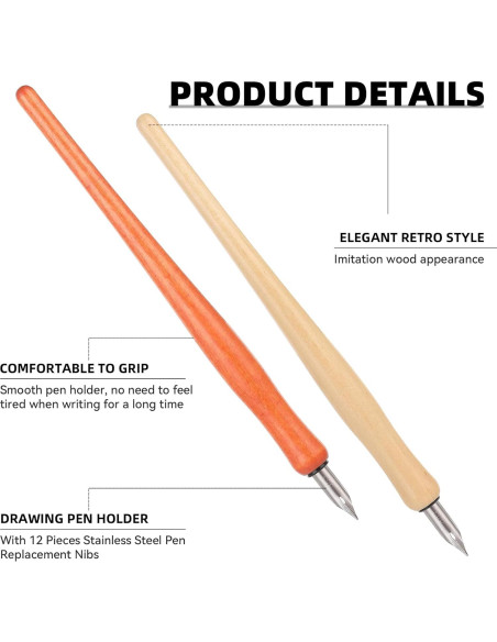 Conjunto de Plumas de Caligrafía Bewudy 10 Piezas con Puntas de Acero Inoxidable