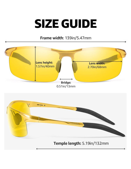 Gafas de Visión Nocturna LVIOE Amarillas Antirreflejo Gafas de Visión Nocturna LVIOE Amarillas Antirreflejo