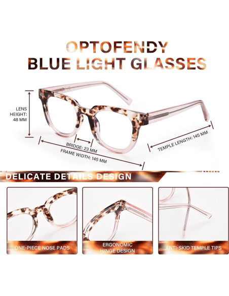 Gafas de Bloqueo de Luz Azul OPTOFENDY Rosa Bebé Cuadradas