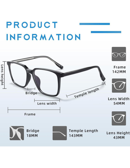 Gafas Anti Luz Azul TR90 54mm Unisex - Reducción Fatiga Visual