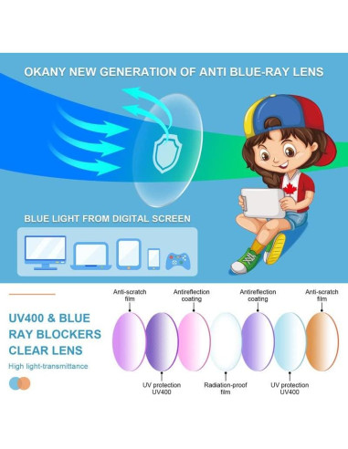 Gafas Bloqueadoras de Luz Azul para Niños Okany - 3 Piezas