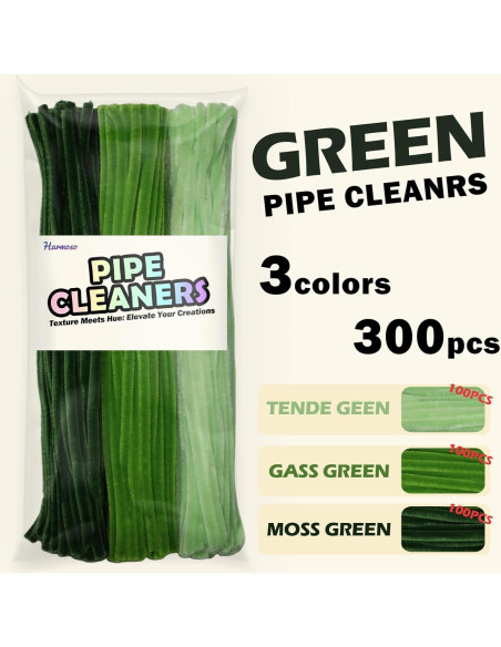 Juego de Limpiapipas Verde 300pcs - Chenille Grueso para Manualidades