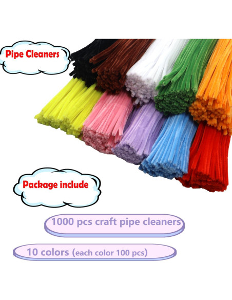 Juego de Limpiapipas Cldamecy 1000 Pcs 6mm x 30cm 10 Colores
