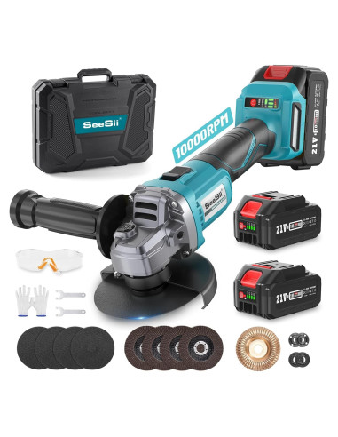Amoladora Angular Inalámbrica Seesii 21V 10000RPM 4.5"