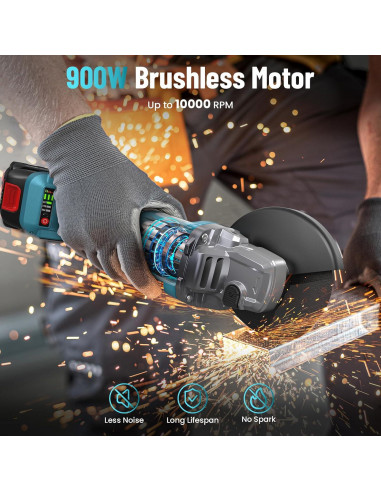 Amoladora Angular Inalámbrica Seesii 21V 10000RPM 4.5"