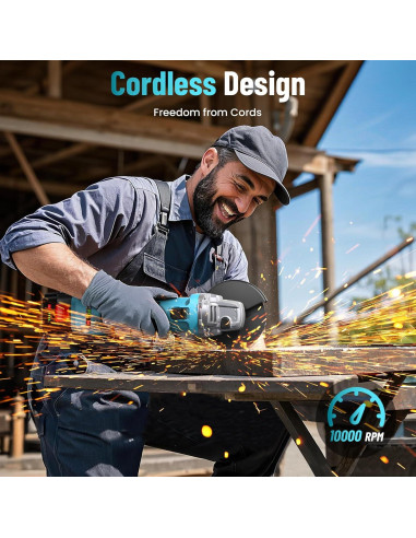 Amoladora Angular Inalámbrica Seesii 21V 10000RPM 4.5"