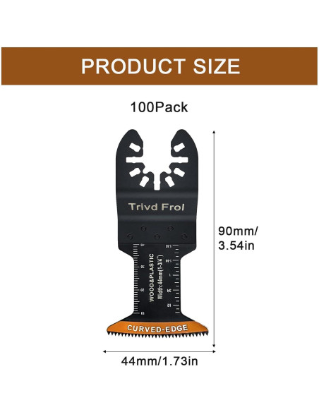100 Cuchillas de Sierra Oscilante TrivdPro 4.45 cm Universal