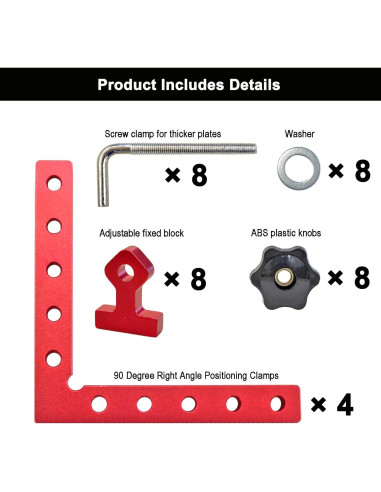 Abrazaderas de Esquina 90 Grados SZSFSYYX - Paquete de 4 Aluminio