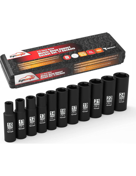 Conjunto de Enchufes de Impacto Profundo EPAuto 11 Piezas 10-24 mm