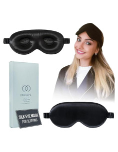 Máscara de Ojos de Seda MATASSE 3D Ajustable para Dormir - Negro