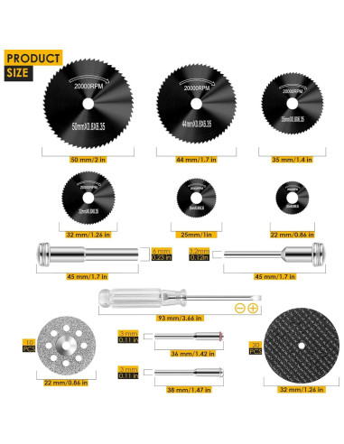 Juego de 44 Piezas Discos de Corte Kuenuilr para Herramienta Rotativa
