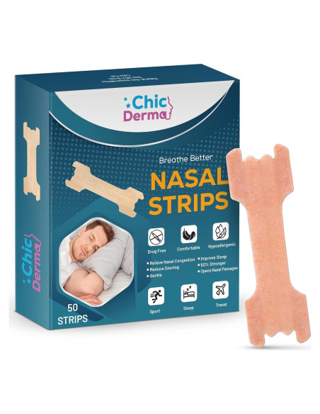 Tiras Nasales Antirronquidos Chic Derma 50 Piezas