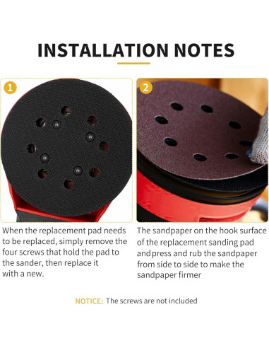 Almohadilla de Lijadora 5" Metal Johnnyue 1 Paquete 8 Agujeros