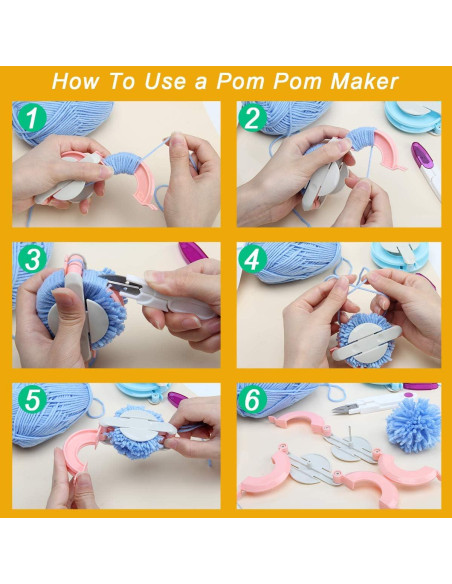 Set de Makers de Pompones Zhaoyao 4 Tamaños con Tijeras Set de Makers de Pompones Zhaoyao 4 Tamaños con Tijeras