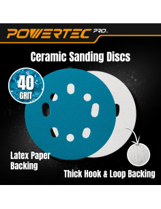 Discos de Lijado 5" POWERTEC PRO 40 Granos - Paquete de 50 2