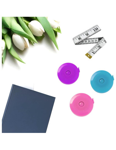 Paquete de 3 Cintas Métricas Retráctiles 1.5m Doble Cara