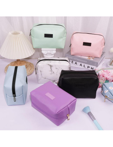 Estuche de Maquillaje MAANGE Azul de Cuero PU Portátil 17x8.4x12.4cm