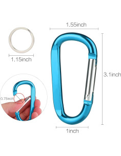 6 Clips de Carabiner de Aluminio CampTek 79mm Multicolor 2