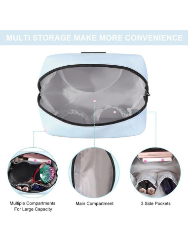 Estuche de Maquillaje MAANGE Azul de Cuero PU Portátil 17x8.4x12.4cm