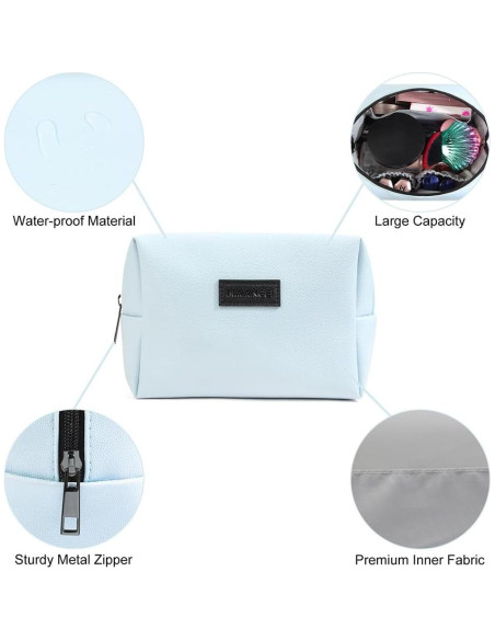 Estuche de Maquillaje MAANGE Azul de Cuero PU Portátil 17x8.4x12.4cm