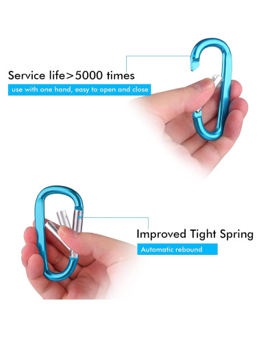 6 Clips de Carabiner de Aluminio CampTek 79mm Multicolor