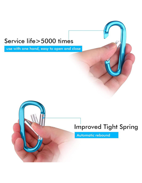6 Clips de Carabiner de Aluminio CampTek 79mm Multicolor