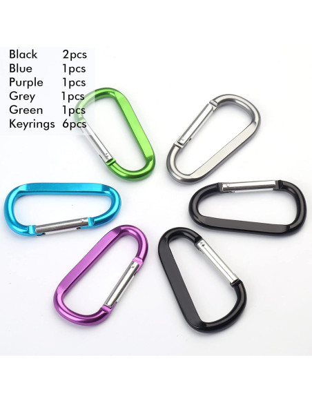 6 Clips de Carabiner de Aluminio CampTek 79mm Multicolor