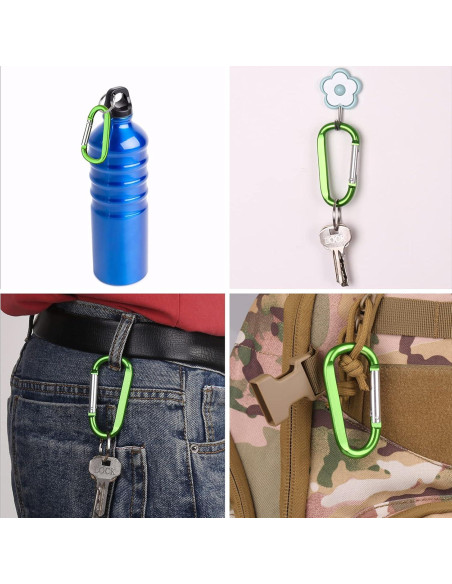 6 Clips de Carabiner de Aluminio CampTek 79mm Multicolor