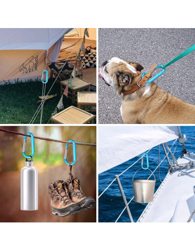 6 Clips de Carabiner de Aluminio CampTek 79mm Multicolor