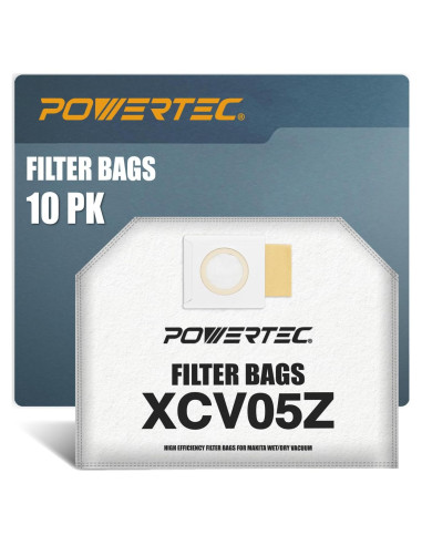 Bolsas de Filtro POWERTEC 10PK para Aspiradora Makita XCV05